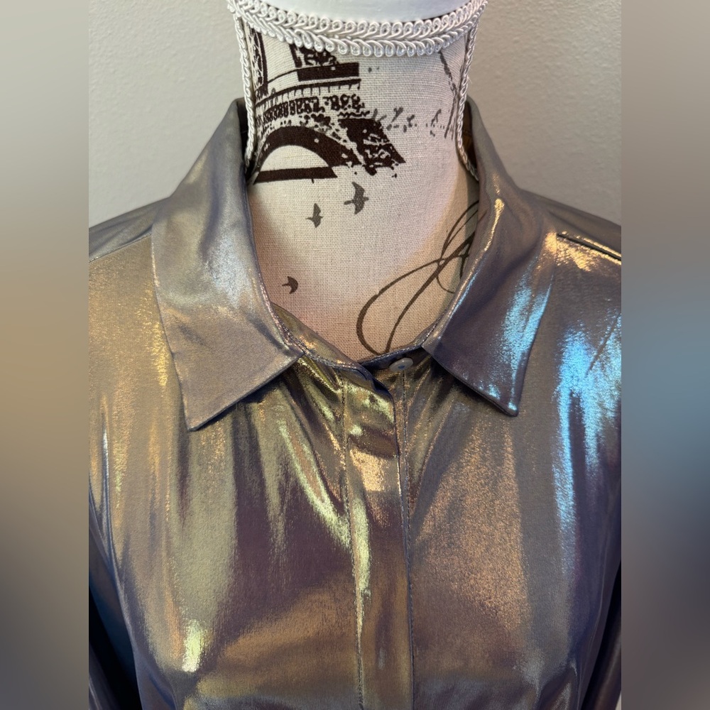 NWT Anthropology Metallic Button-Up Shirt - Picture 15 of 15